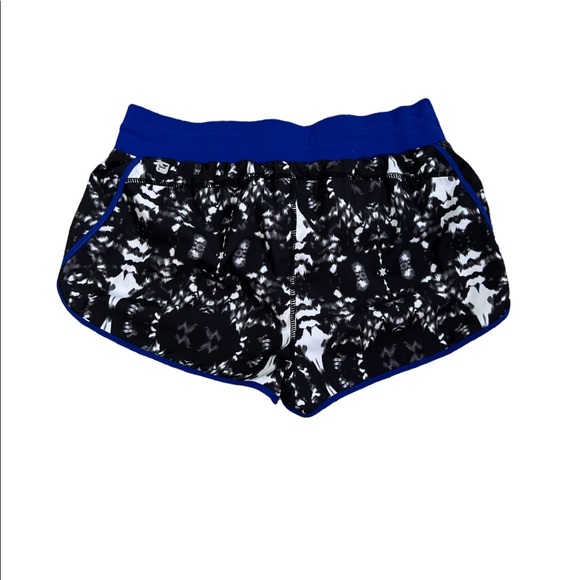 {Fabletics} Athletic Shorts Royal Blue Waistband Lightweight Patterned Black - Picture 5 of 9